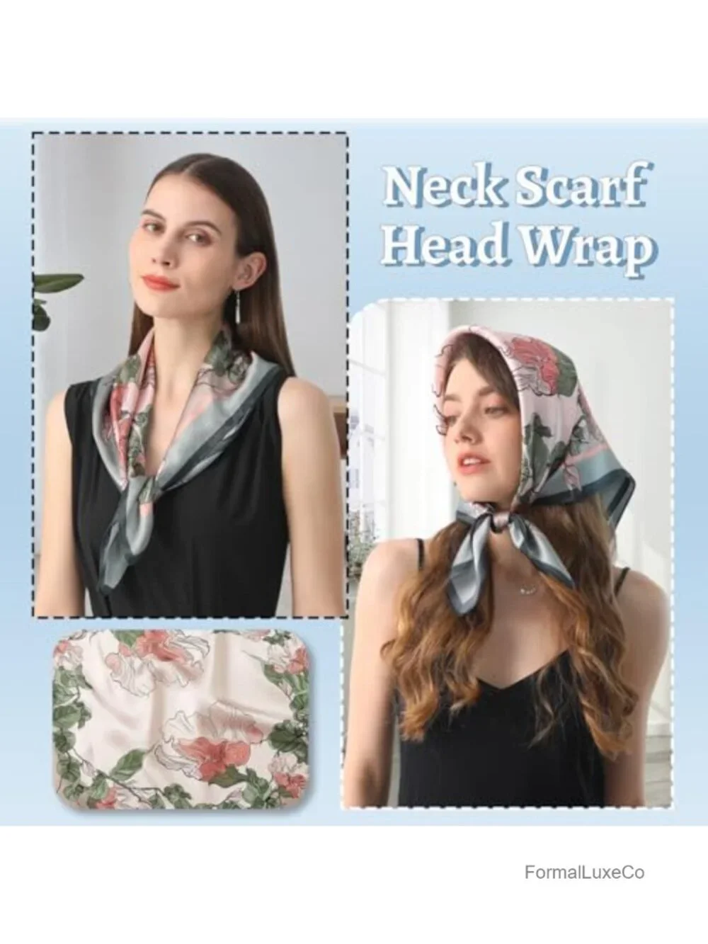 100% Mulberry Silk Square Scarf 27x27 Neck Scarf Hair Scarf Bandana